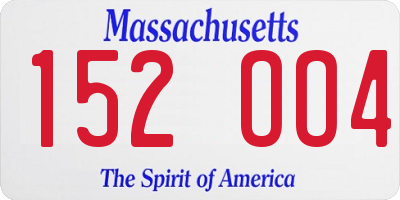 MA license plate 152OO4