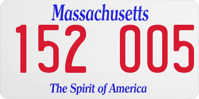 MA license plate 152OO5