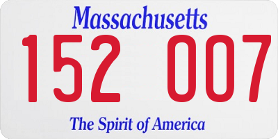 MA license plate 152OO7