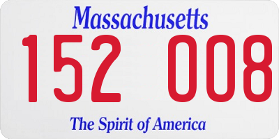 MA license plate 152OO8