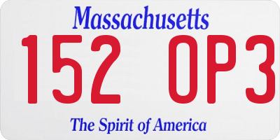 MA license plate 152OP3