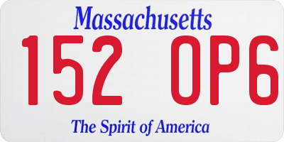 MA license plate 152OP6