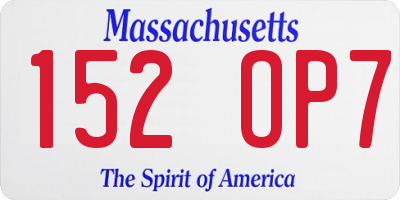 MA license plate 152OP7