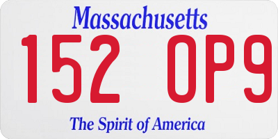 MA license plate 152OP9