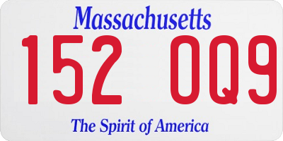 MA license plate 152OQ9