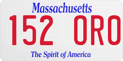MA license plate 152OR0