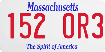 MA license plate 152OR3