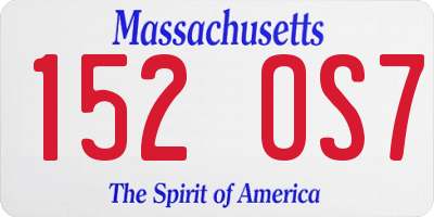 MA license plate 152OS7