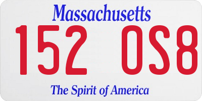 MA license plate 152OS8