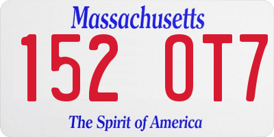 MA license plate 152OT7