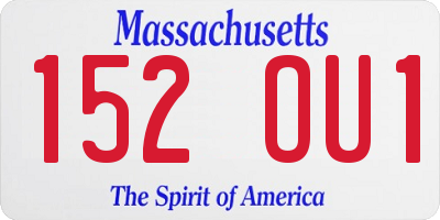 MA license plate 152OU1