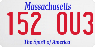 MA license plate 152OU3