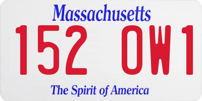 MA license plate 152OW1