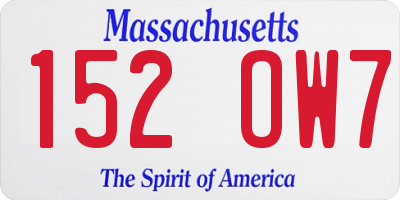 MA license plate 152OW7