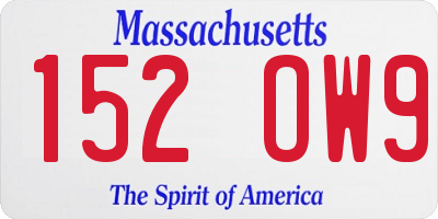 MA license plate 152OW9