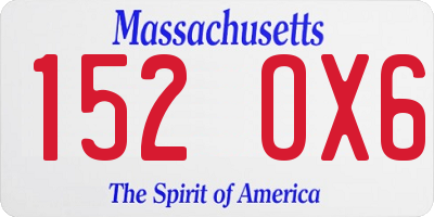 MA license plate 152OX6