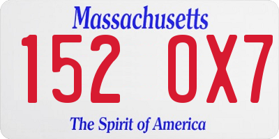 MA license plate 152OX7