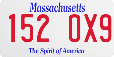 MA license plate 152OX9