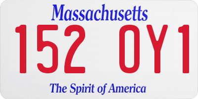 MA license plate 152OY1