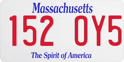 MA license plate 152OY5
