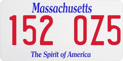 MA license plate 152OZ5