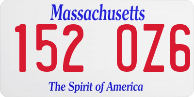 MA license plate 152OZ6