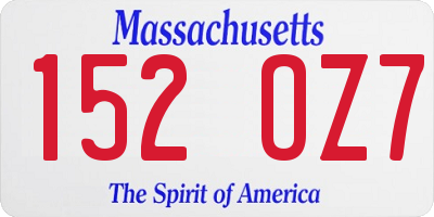 MA license plate 152OZ7