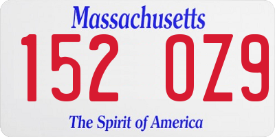 MA license plate 152OZ9