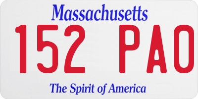 MA license plate 152PA0