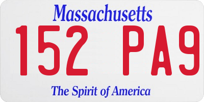 MA license plate 152PA9