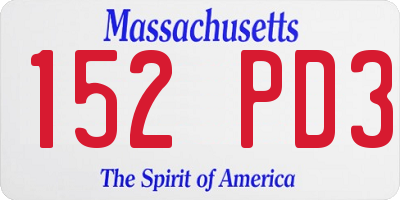 MA license plate 152PD3