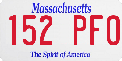 MA license plate 152PF0