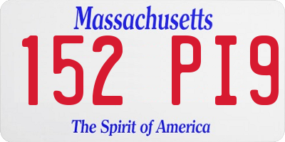 MA license plate 152PI9