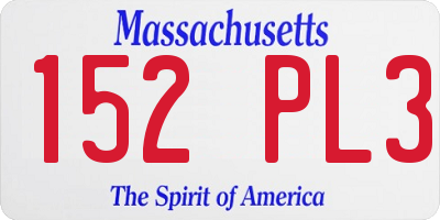 MA license plate 152PL3