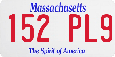 MA license plate 152PL9