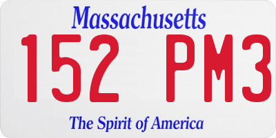 MA license plate 152PM3