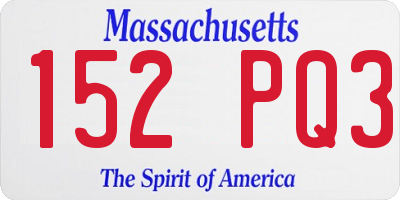 MA license plate 152PQ3