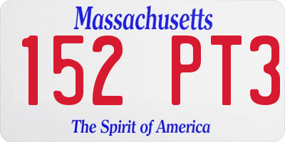 MA license plate 152PT3