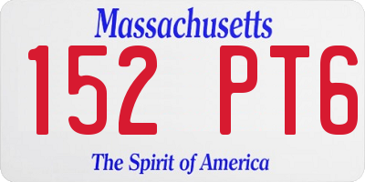 MA license plate 152PT6