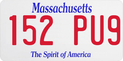 MA license plate 152PU9