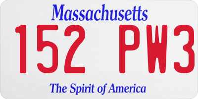 MA license plate 152PW3