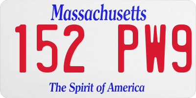 MA license plate 152PW9