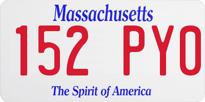MA license plate 152PY0