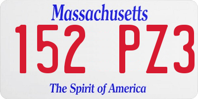 MA license plate 152PZ3