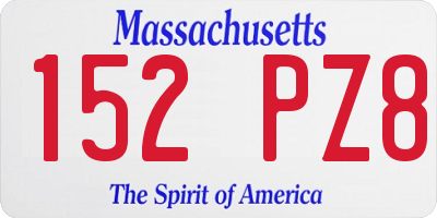 MA license plate 152PZ8