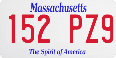 MA license plate 152PZ9