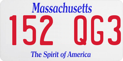 MA license plate 152QG3