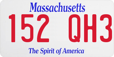 MA license plate 152QH3
