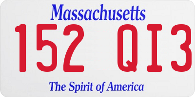 MA license plate 152QI3