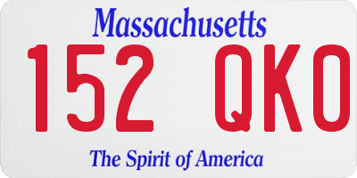 MA license plate 152QK0